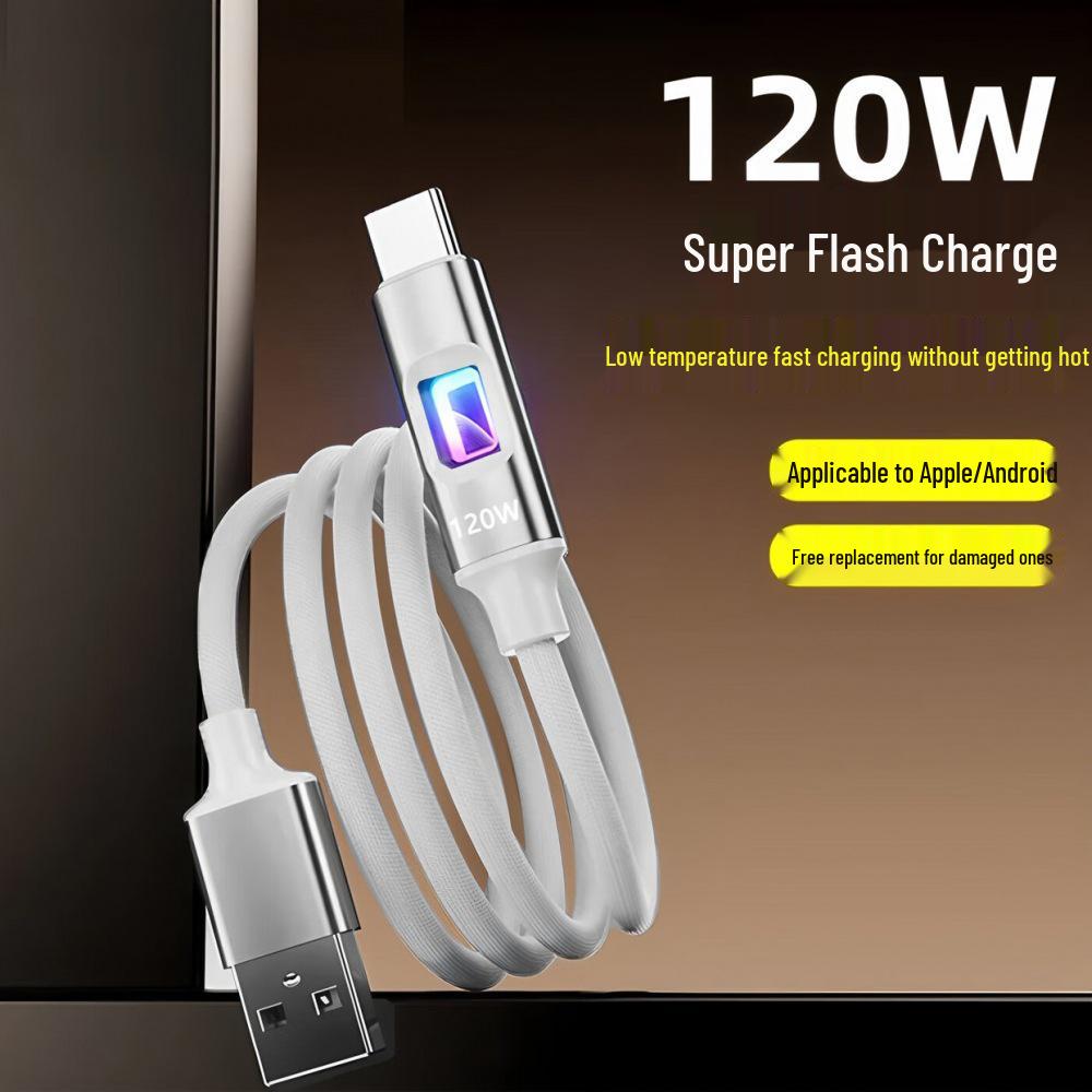 New Fast Charging Cable with Colorful Lights for Samsung, iPhone 16/15, Huawei, Type-C