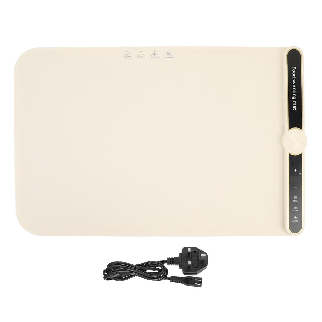 Warming Mat for Food 330W Full Surface Heat in 8s 9 Temperature Settings 6 Hours Time Child Lock Sil