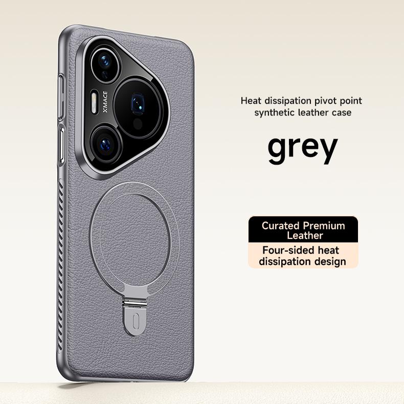 Heat Disspation 360 Rotatable Metal Stand Case For Huawei Pura 70 Ultra 80 Pro+ Plus Vegan Leather Cover Eco-Friendly Shell