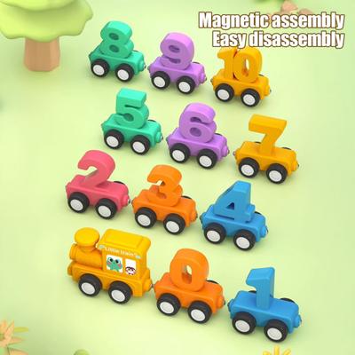 Yousheng 7/11/12/14Pcs/Set Magnetic Number Train Toy Kit Toddlers Number Counting Color Sorting Preschool Learning Activity Educational Train Toy Boys