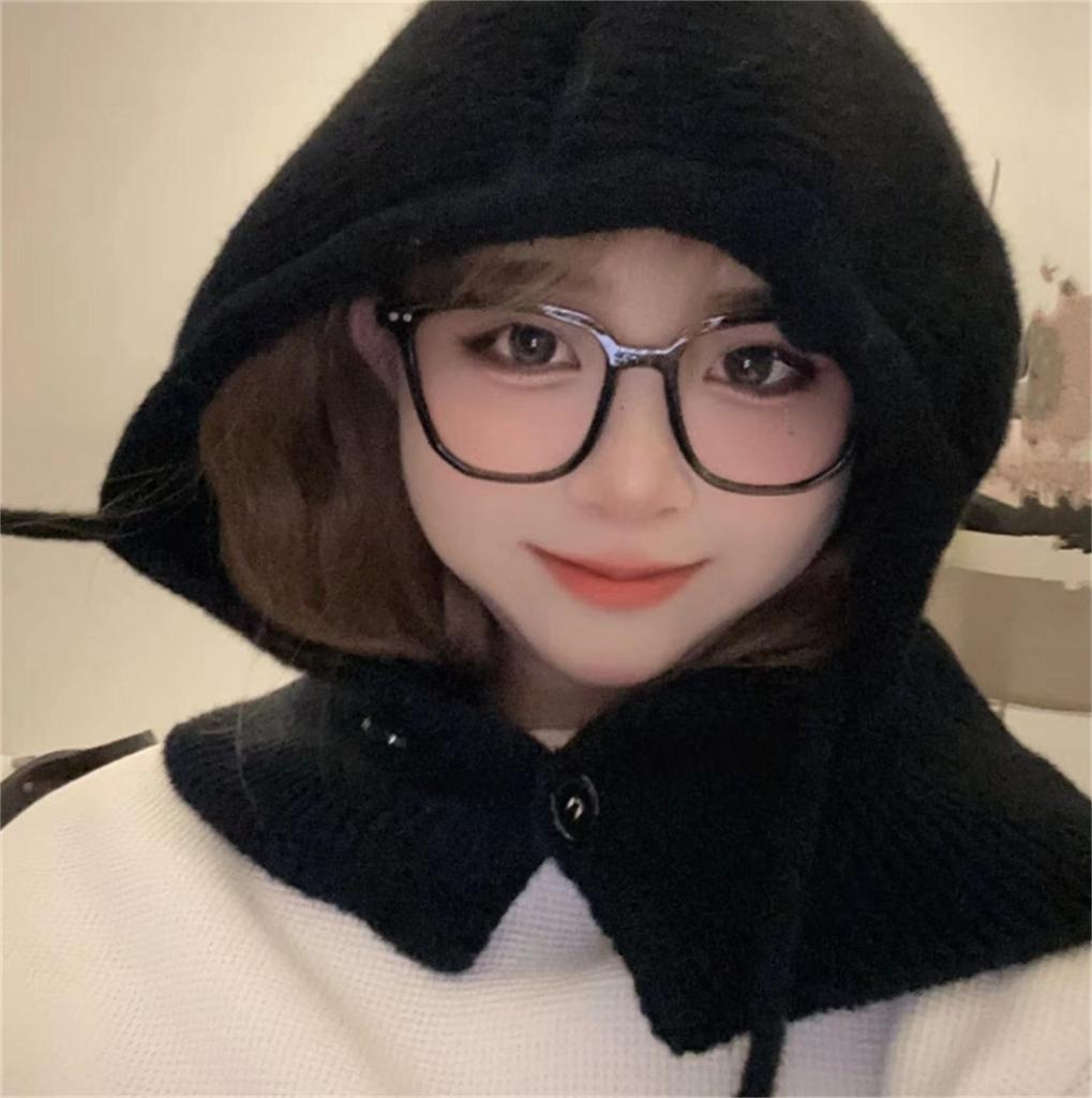 Winddichte Sturmhaube für Erwachsene, abnehmbare Damenkapuze, verstellbare Größe, warme Fahrradmütze, Winterstrickmütze in Bonbonfarben für Mädchen