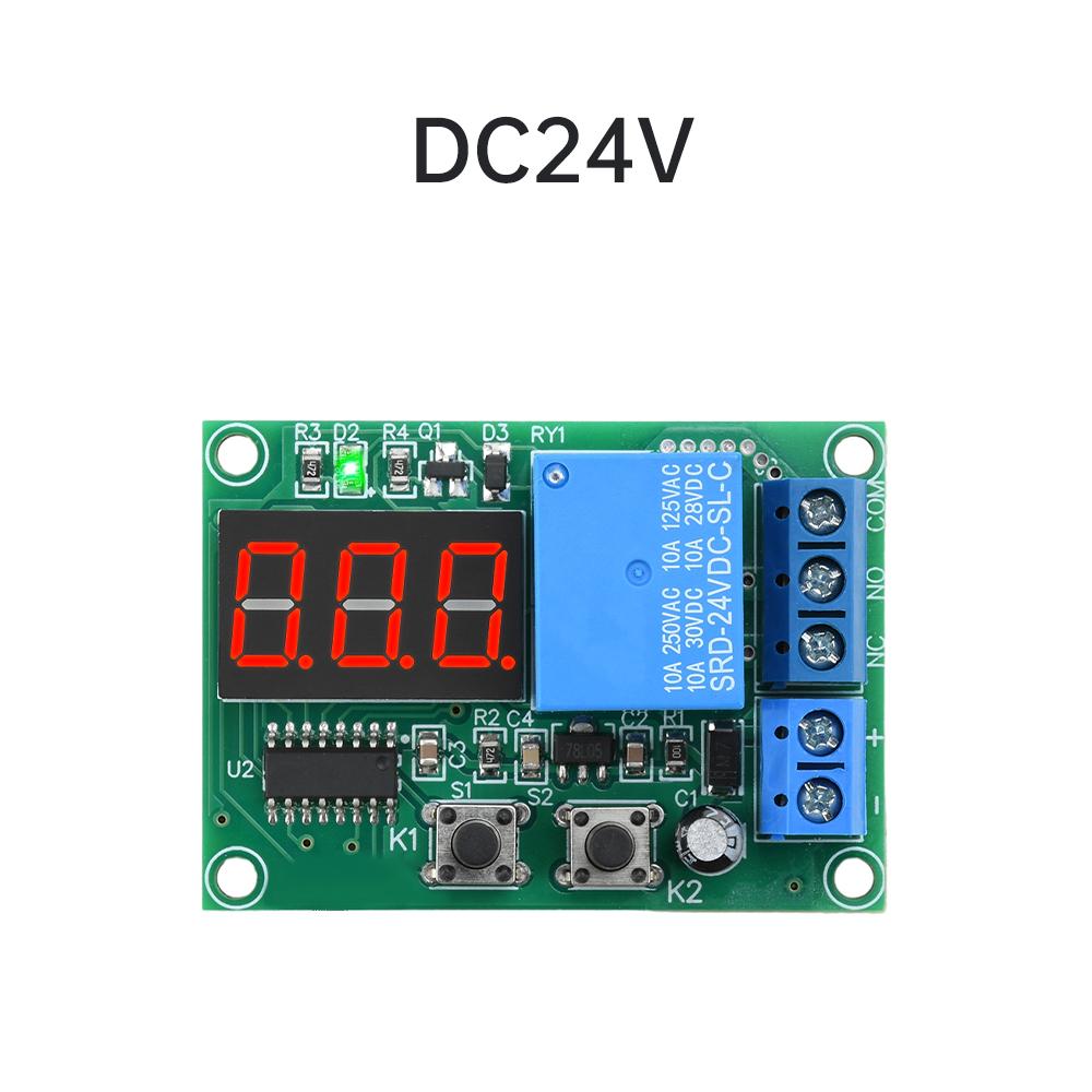 DC12V/24V Multifunctional Digital Display Delay Relay Module 0.36-Inch 3-Digit Red Display Delay Time Off/Delay On/Cycle On/Off