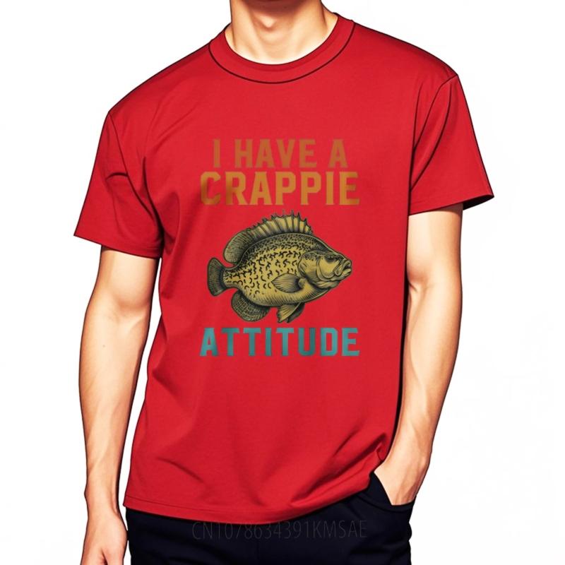 

Men Fashion tshirt Plus Size summer For her t shirt I Have A Crappie Attitude Short Sleeve New Arrived Round Neck Tshirt S