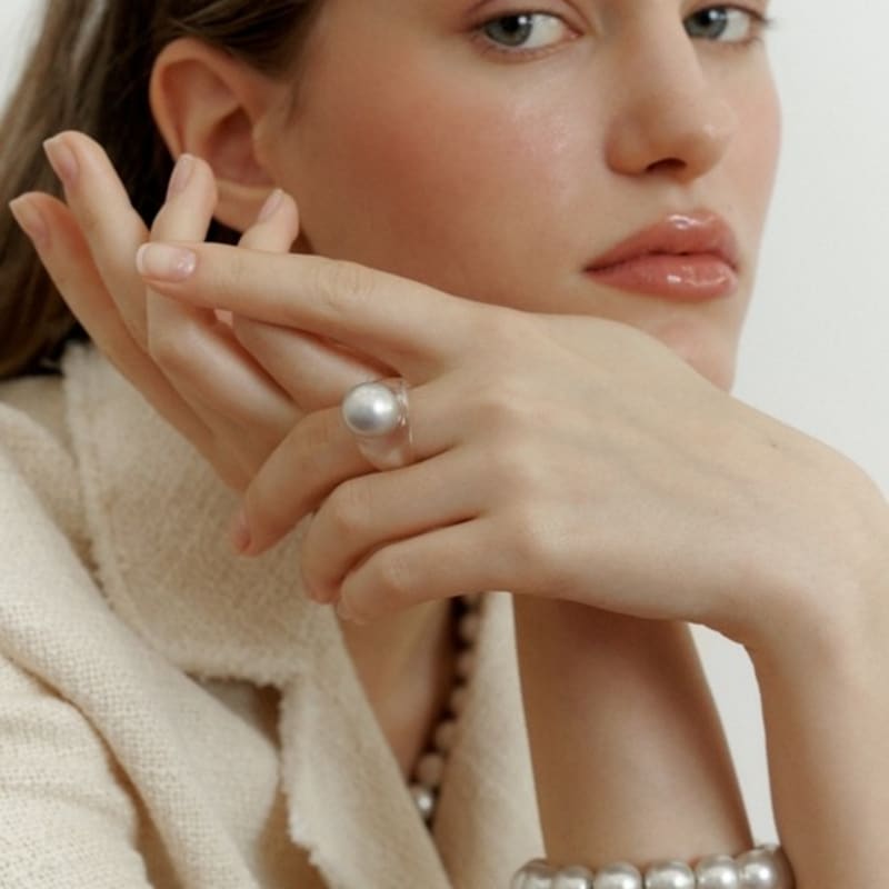 LOVE ME MONSTER Soft Silver Pearl Ring
