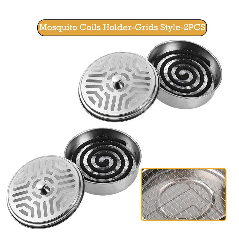 Stainless Steel Mosquito Incense Box with Lid Hollow Design Mosquito Coil Holder Indoor Outdoor Fireproof Mosquito Incense Tray