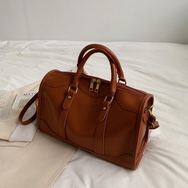 Large Capacity Travel Bag  New PU Shoulder Crossbody Bag For Women's Casual Boston Soft Leather Fashionable Handbag