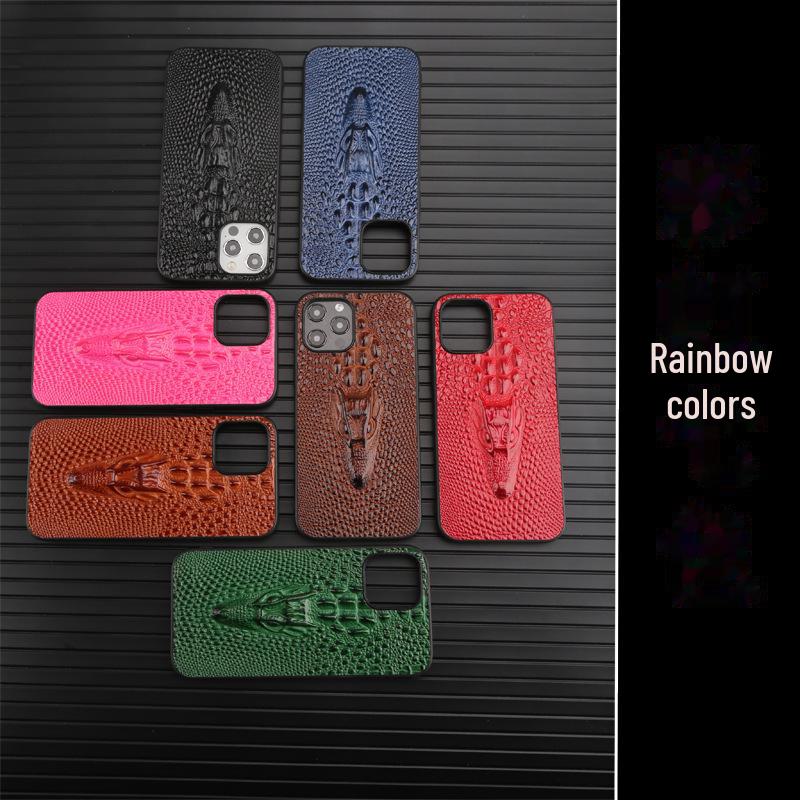 Drachenkopf-Hülle aus echtem Leder für Apple iPhone 14, 13 Pro, 12 Pro Max und 11