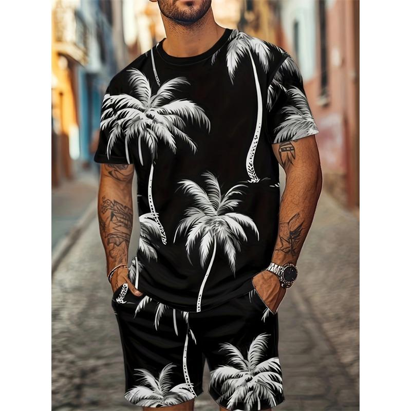New Summer Men's Outdoor Sports Short Sleeve Breathable Suit Letter Pattern Design Leisure Fashion Street Style Two Piece Set