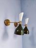 1950s Italian Brass Wall Sconce Pair: Mid-Century Malachite Green Diablo Lights