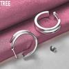 925 Sterling Silver Round Piercing Earrings Fashion Wedding Jewelry