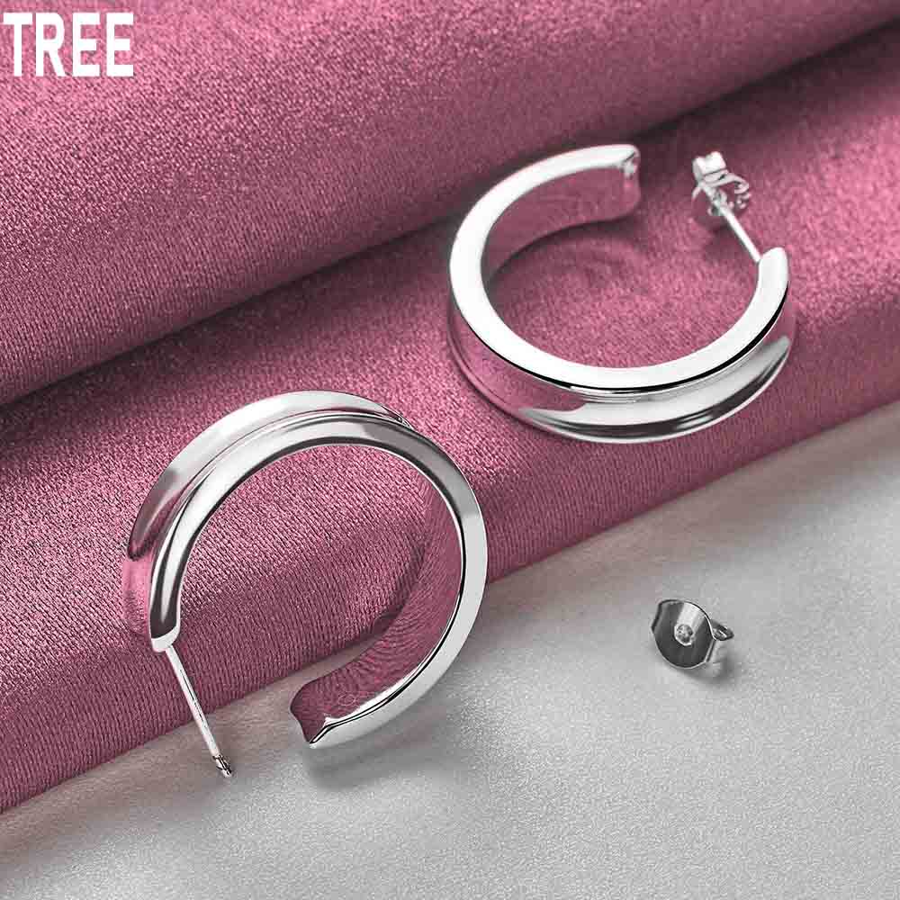 925 Sterling Silver Round Piercing Earrings Fashion Wedding Jewelry