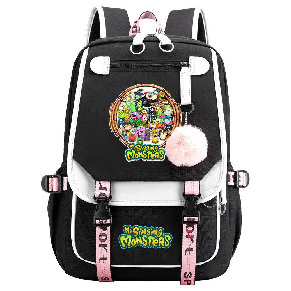 

Game Monster Concert Printed USB Teen Student School Bag Men s and Women s Casual Webbing Flip Backpack 45CMX32CMX15CM