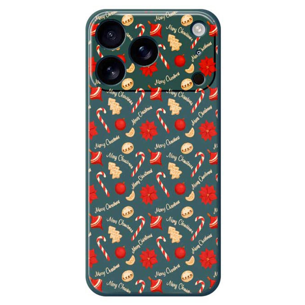 

For iPhone 17 Pro Max Case Christmas Candy Pattern Printing Straight Edge TPU Phone Back Cover