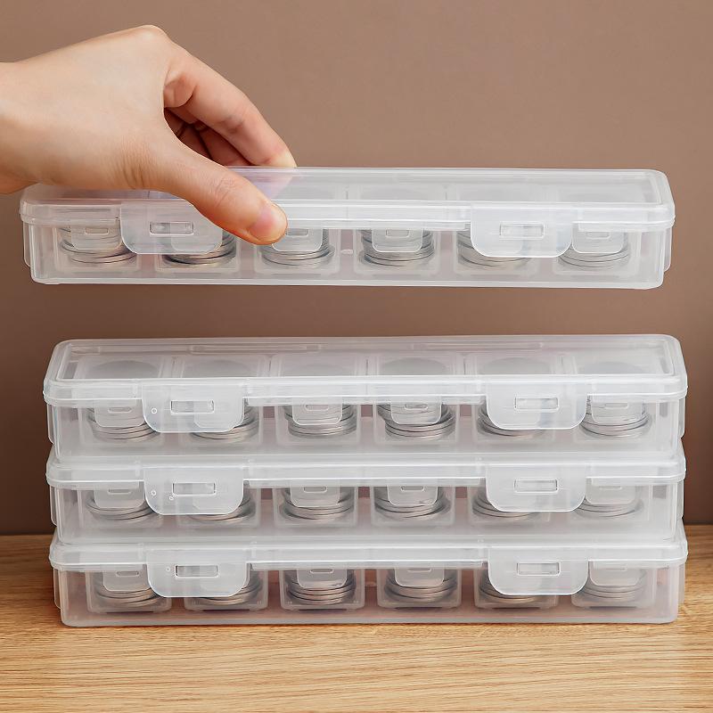 Clear Rectangular Coin Cases Capsules Container Holder Storage Box Plastic For Storing Coins Bins