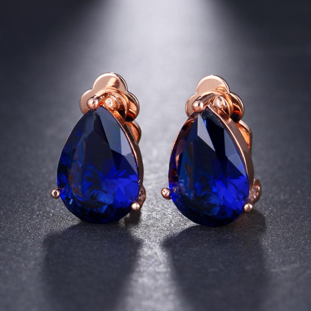 Pear Drop Clip On Earrings Colorful Party Wedding Earrings for Women Fashion Jewelry
