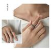 Adjustable Open Ring Men Women Sterling Geometric Vintage Wooden Texture Band Minimalist Couple Jewelry