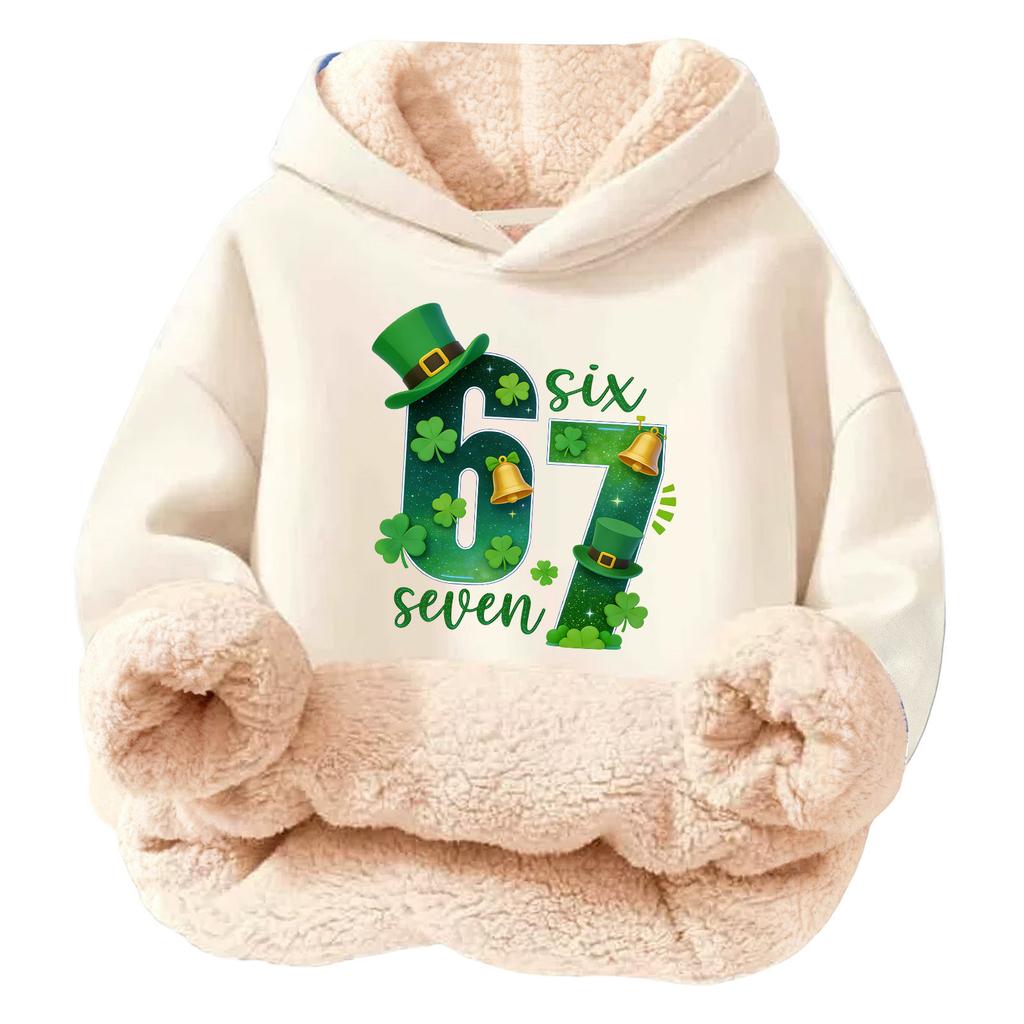 Children's Fashionable Printing Casual Fleece Hooded Loose Fit Hoodie Without Pockets