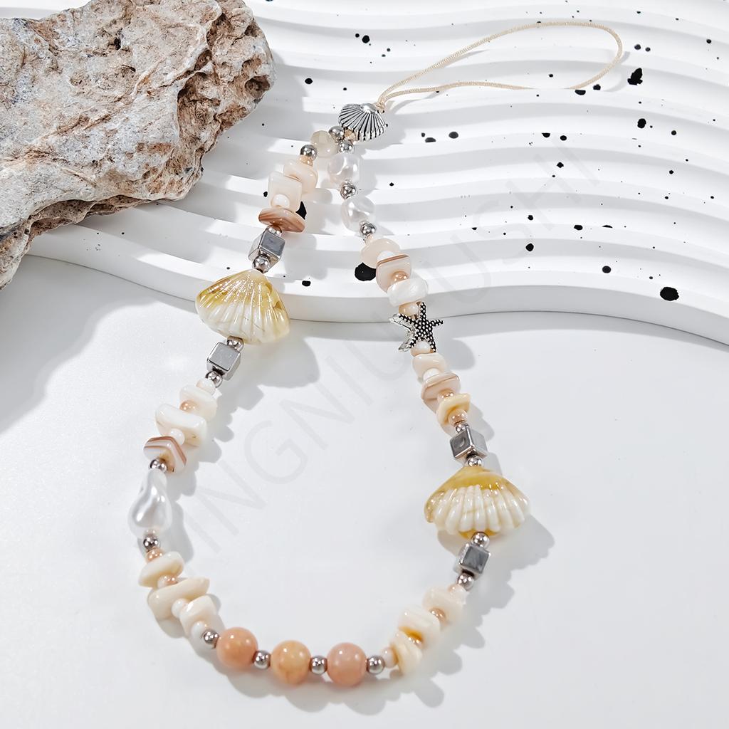 Summer Sea Salt Shell Mobile Phone Lanyard Handmade DIY Beaded Ccd Chain Small Fresh Camera Pendant Anti-lost Rope