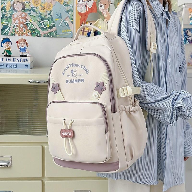 Letter Pattern College Fashion Backpack With Padded Straps For School And Travel