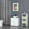 Wall-Mounted Bathroom Cabinet with Mirror - Mirror Cabinet - Toilet Storage Cabinet - 1 Door, 2 Shelves - Glass MDF White