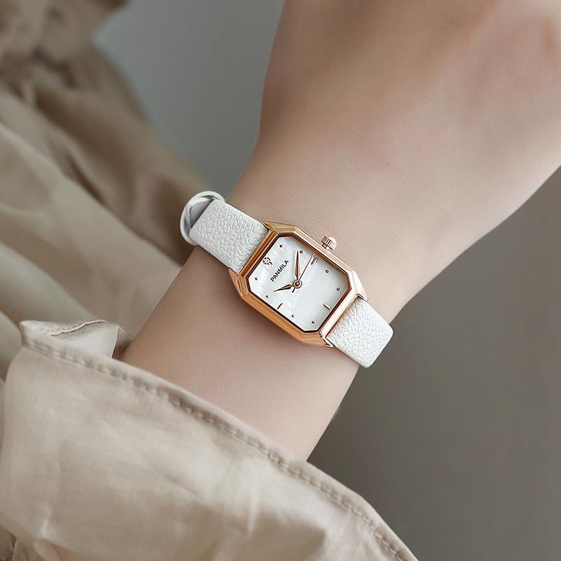 Nueva Carcasa de Reloj Superficie Temperamento Simple Reloj de Mujer Retro Reloj Cuadrado Pequeño Reloj de Pulsera Reloj Pequeño Verde