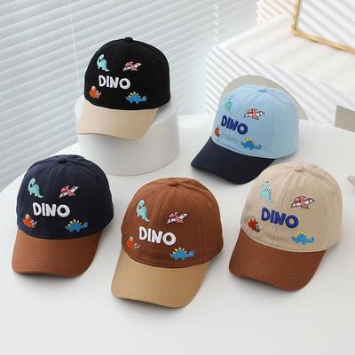 Korean Style Children's Embroidered Dino Baseball Cap – Spring New Arrival, Sun Protection for Boys & Girls.