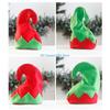 090D Caps of Santa's Assistant Plush Made Red & Green Hats with Curled for Peak Christmas Costume Accessories