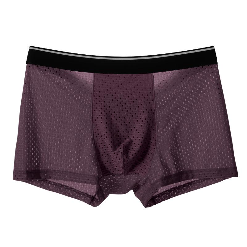 1/4 PCS Set Large Sizes 5XL Men Ice Silk Underwear Mesh Sexy Breathable Transparent Boxer Briefs Panties