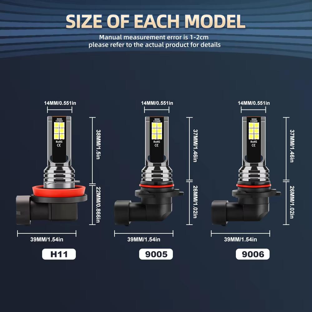 Für KIA Seltos 2025- 2025 LED Nebelscheinwerfer Lampen 9006 HB4 6000k Hohe Intensität 12 Stück 3570 CSP Chips Lüfterloses Design 9005 HB3