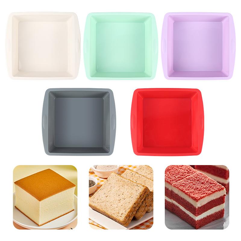 Formă pătrată din silicon de 8 inch pentru torturi, pâine DIY, patiserie, prăjituri la abur și tavă de copt ușor de demontat pentru cuptor de casă