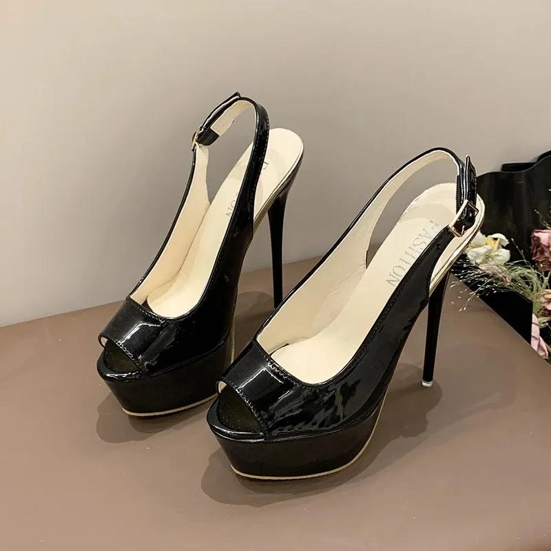 Women Sandals 2024 Summer Fish Mouth Sexy Super High Heels Open Toe Platform Sandals Gladiator Party Dress Red Wedding Shoes