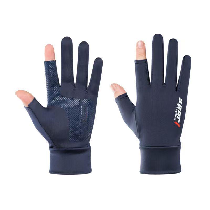Men's Summer Ice Silk Non-slip Sun Gloves for Driving, Cycling, Takeaway & Fishing - 2.5 Finger Exposed & Full Finger Options