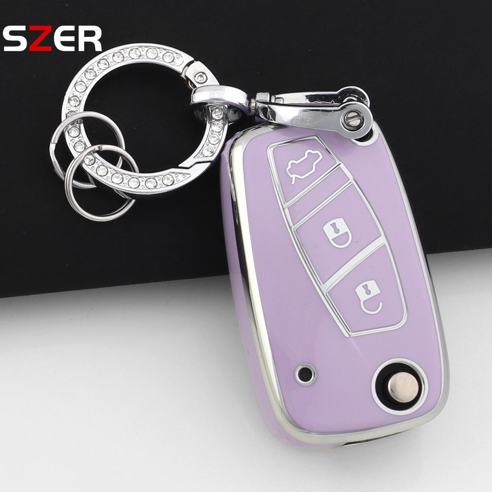 Tpu Car Key Case Cover For Fiat Panda Stilo Punto Doblo Grande Bravo 500 Ducato Minibus Folding Keychain Interior Accessories