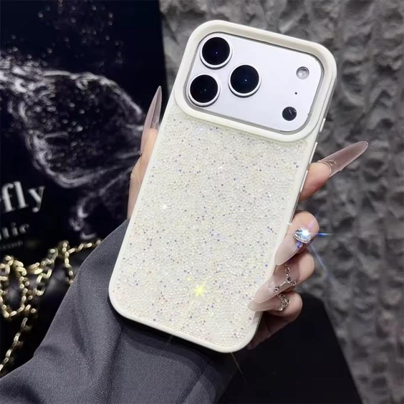 

Роскошный блестящий чехол с бриллиантами для iPhone 17 16 15 14 13 Pro Max Plus, блестящий стразами, противоударный, с защитой от падений, задняя крышка iPhone 17 Pro Max белый