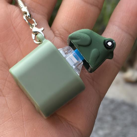 2Pcs Pig Keyboard Fidget Toy with Sound Light Stress Anxiety Relief Rechargeable Frog Keyboard Clicker Keychain Decompression Button Sensory Toy