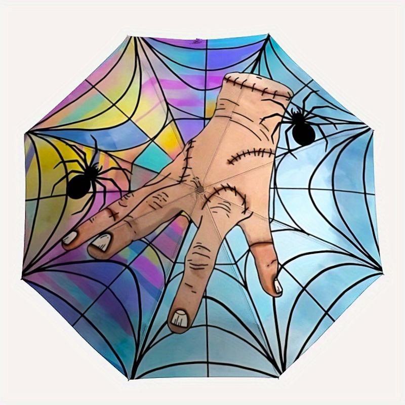 

Wednesday Automatic Windproof Umbrella - Foldable with 8 Iron Ribs, Portable for Outdoor, Gift, Outdoor Umbrell, Playful Accessory, Durable