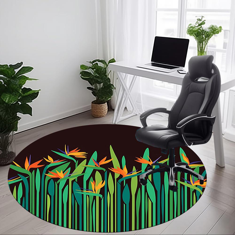 1pc Birds of Paradise Flowers Office Round Area Rug, Indoor Mat Suitable For Office, Under Office Chairs Bedroom Living Room Home Decor, Room Deco
