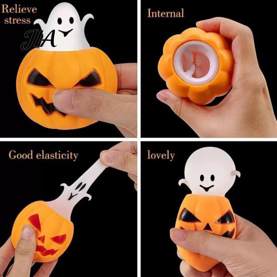 Pumpkin Head Sensory Toy 12Pcs Pop-up Ghost Squeeze Toy, Stress Relief Set Creepy Pinch Fidget for Party Favors Halloween