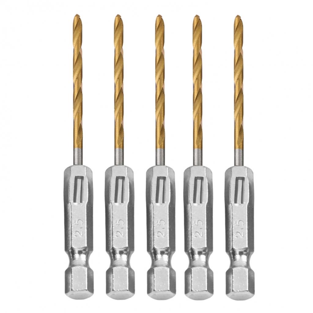 1/4 Inch Hex Shank Drill Bits 5pcs HSS Set 1 5 6 5mm Reliable Performance