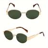 3 PCS Fashionable Oval Metal Women's Glasses Black Frame Brown Gradient Lenses Glasses Accessories