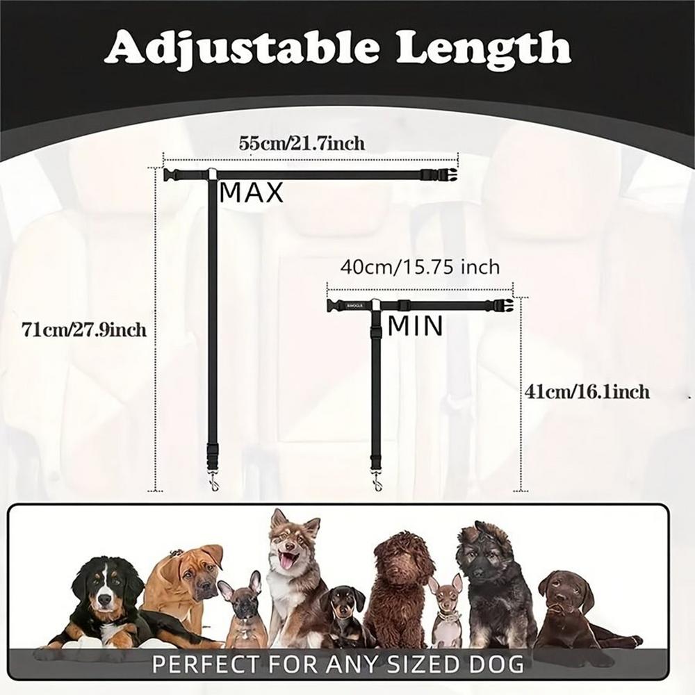 

Dog Seat Belt for Car Adjustable Heavy-Duty Rope Pet Seatbelt Backseat Tether for Small Medium Large Kitten Puppy Travel Road чорний