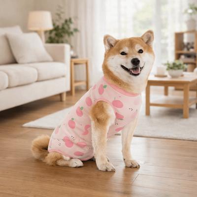 Cotton Dog Recovery Suit Animal Print Breathable Anti-Lick Dog Romper Cartoon Sleeveless Design Dog Sterilization Suit