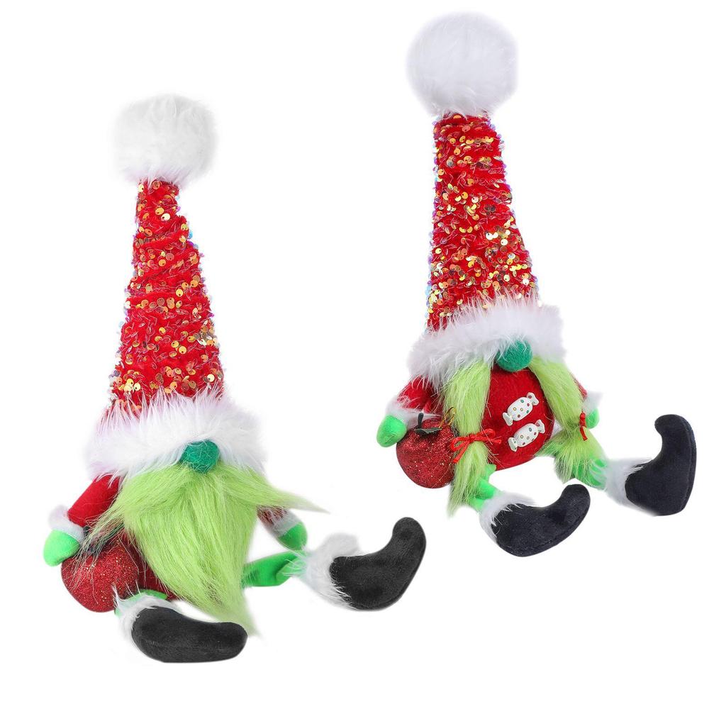Faceless Grinch Green-Haired Monster Elf Ornament