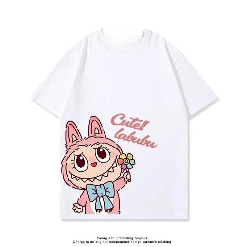 Sommer Søt Labubu Tegneserie Print Barn T-skjorte Kawaii Topp Barn Tee Gutter Jenter T-skjorte Morsomme Klær