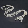 Frauen elegante Quaste Anhänger lange Kette Charms Pullover Halskette