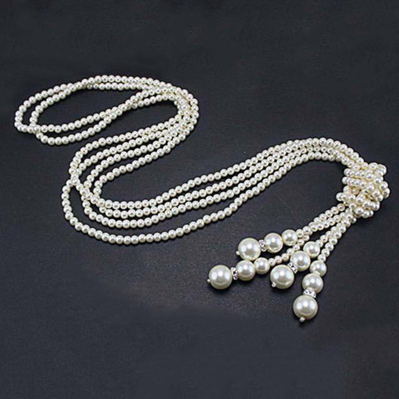 Frauen elegante Quaste Anhänger lange Kette Charms Pullover Halskette