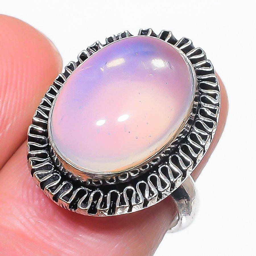 

Natural Milky Opal Gemstone 925 Sterling Silver Jewelry Ring Size 6.5 a2V52