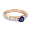 Blue Sapphire Round Solitaire Ring - 925 Sterling Silver Rose Gold Vermeil