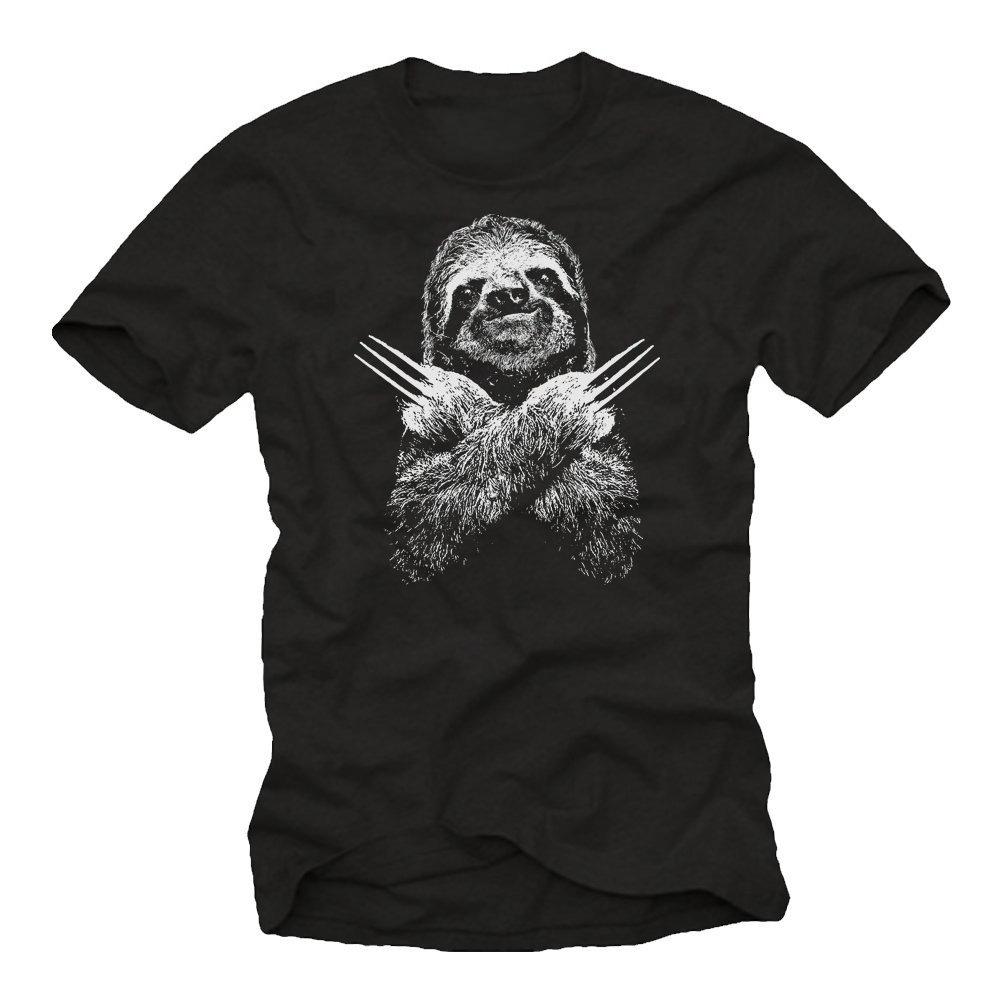 Sommer Makaya Lustiges Tier-T-Shirt für Herren Cooles Faultier-Geschenk Schwarzes Herren-T-Shirt mit Rundhalsausschnitt und kurzen Ärmeln