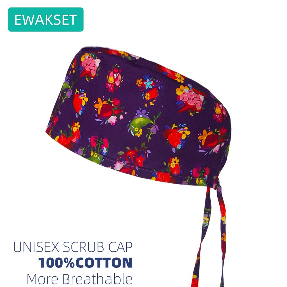 New Female Male Surgical Scrub Cap 100%Cotton Medical Nurse Doctor Hat Dentist Spa Lab Nursing Hats Unisex Hospital Surgeon Caps